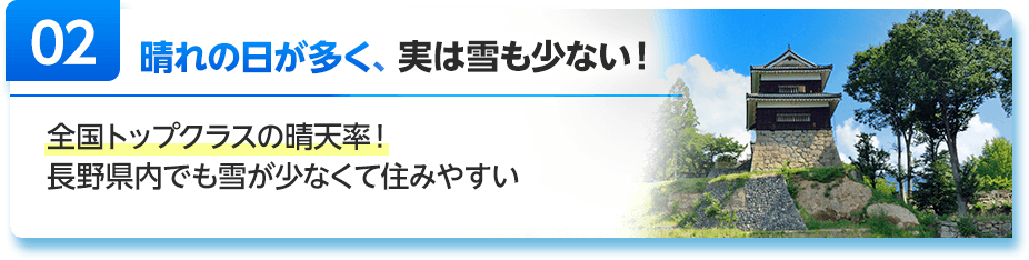 晴れの日が多く、実は雪も少ない！
